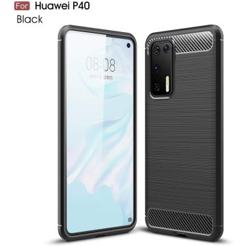 Huawei P40 Geborsteld TPU Hoesje - Zwart
