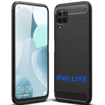 Huawei P40 Lite Geborsteld TPU Hoesje - Zwart