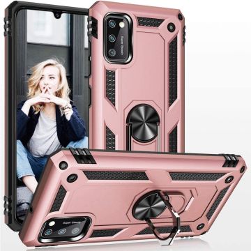 Samsung Galaxy A41 Ring Armor Hoesje - Rose Goud