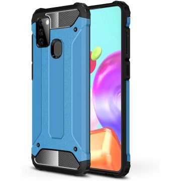 Samsung Galaxy A21S Rugged Hybrid Armor Hoesje - Licht Blauw