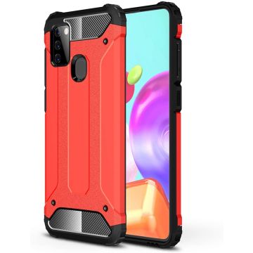 Samsung Galaxy A21S Rugged Hybrid Armor Hoesje - Rood