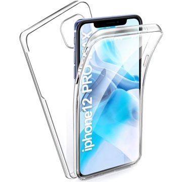 Hoesje Geschikt voor iPhone 12 Pro Max Hoesje Dual 2 in 1 Case (Voor en Achter) Transparant