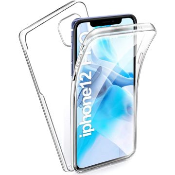 Hoesje Geschikt voor iPhone 12 / 12 Pro Hoesje - Dual 360 Cover 2 in 1 (Voor en Achter) Transparant