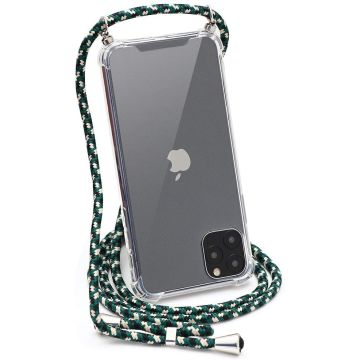 Hoesje Geschikt voor iPhone 12 Pro Max hoesje Backcover Met koord - Camouflage Groen