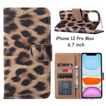 Hoesje Geschikt voor iPhone 12 Pro Max Hoesje Luipaard print Bookcase