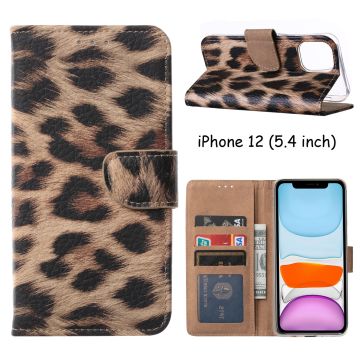 Hoesje Geschikt voor iPhone 12 Mini Hoesje Luipaard print / Portemonnee Bookcase