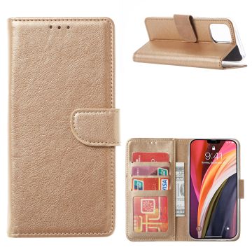 Hoesje Geschikt voor iPhone 12 Pro Max Hoesje met Pasjeshouder cover Goud
