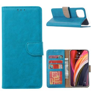 Hoesje Geschikt voor iPhone 12 / 12 Pro Hoesje Blauw Bookcase Met Pasjeshouder