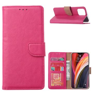 Hoesje Geschikt voor iPhone 12 / 12 Pro Hoesje Pink Bookcase Met Pasjeshouder