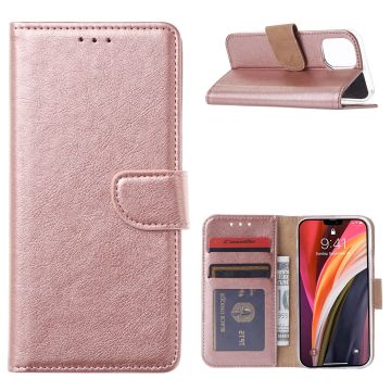 Hoesje Geschikt voor iPhone 12 Mini Hoesje met Pasjeshouder case Rosegoud
