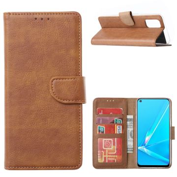 Oppo Reno 4 Hoesje met Pasjeshouder booktype case Bruin