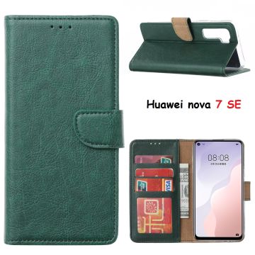 Huawei nova 7 SE Hoesje met Pasjeshouder booktype case - Groen