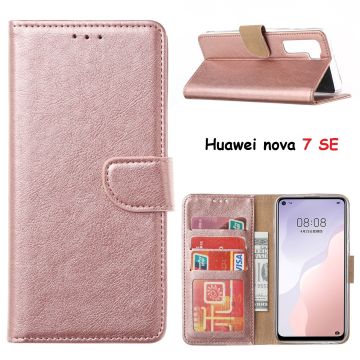 Huawei nova 7 SE Hoesje met Pasjeshouder booktype case - Rose Goud