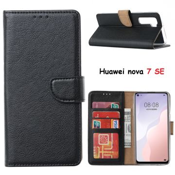 Huawei nova 7 SE Hoesje met Pasjeshouder booktype case - Zwart