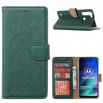 Motorola Moto One Fusion Hoesje met Pasjeshouder booktype case - Groen