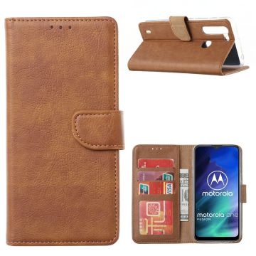Motorola Moto One Fusion Hoesje met Pasjeshouder booktype case - Bruin