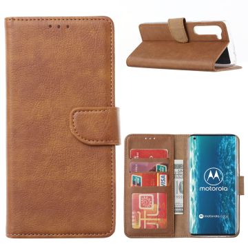 Motorola Moto Edge 5G Hoesje met Pasjeshouder - Bruin