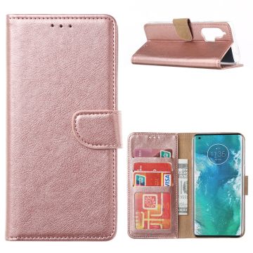 Moto Edge Plus Telefoonhoesje - Motorola Edge+ Booktype cover walletcase met pasjes - Rose Goud