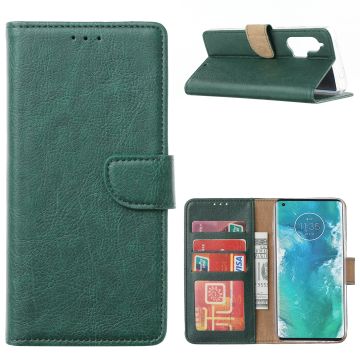 Moto Edge Plus Telefoonhoesje - Motorola Edge+ Booktype cover walletcase met pasjes - Groen
