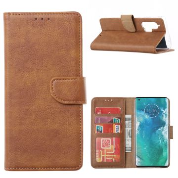 Moto Edge Plus Telefoonhoesje - Motorola Edge+ Booktype cover walletcase met pasjes - Bruin