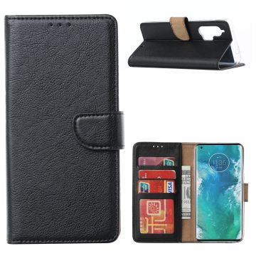 Moto Edge Plus Telefoonhoesje - Motorola Edge+ Booktype cover walletcase met pasjes - Zwart