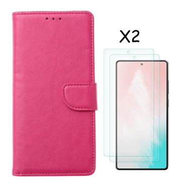 Samsung S20 FE 2022 hoesje bookcase Pink - Galaxy S20 FE bookcase wallet case portemonnee hoesje - Samsung S20 Fe 2022 screenprotector / 2X tempered glass