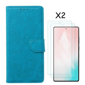 Samsung S20 FE 2022 hoesje bookcase Blauw - Galaxy S20 FE bookcase wallet case portemonnee hoesje - Samsung S20 Fe 2022 screenprotector / 2X tempered glass