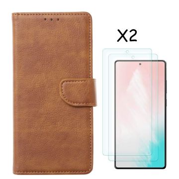 Samsung S20 FE 2022 hoesje bookcase Bruin - Galaxy S20 FE bookcase wallet case portemonnee hoesje - Samsung S20 Fe 2022 screenprotector / 2X tempered glass