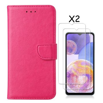 Samsung A23 4/5G hoesje bookcase Rose - Samsung Galaxy A23 4/5G bookcase portemonnee hoesje - Samsung A23 screenprotector / 2X Beschermglas