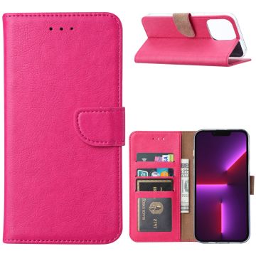 Hoesje Geschikt voor iPhone 14 Pro Max portemonnee Bookcase – Roze