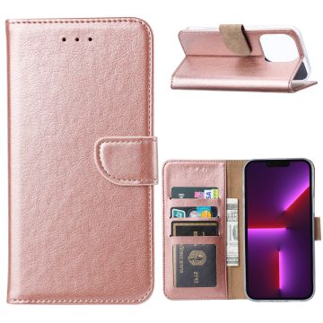 Hoesje Geschikt voor iPhone 14 Plus portemonnee Bookcase – Rosegoud