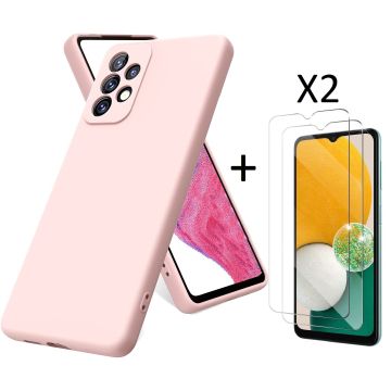 Samsung A13 4G Hoesje – siliconen backcover – Liquid TPU – Licht Roze – met Samsung Galaxy A13 Screenprotector - 2 stuks