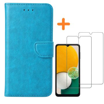 Samsung Galaxy A04S / A13 5G hoesje bookcase Met 2x Screenprotector - tempered glass – Blauw