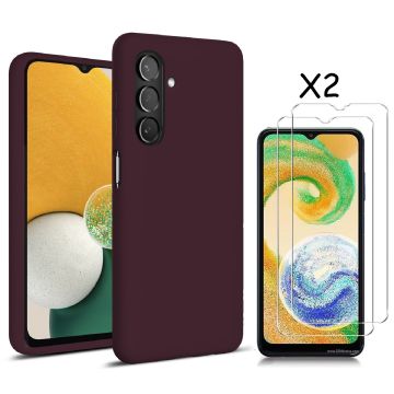 Samsung Galaxy A04S / A13 5G Hoesje silicone Liquid Nano soft back cover Met 2x Screenprotector – Wijn Rood