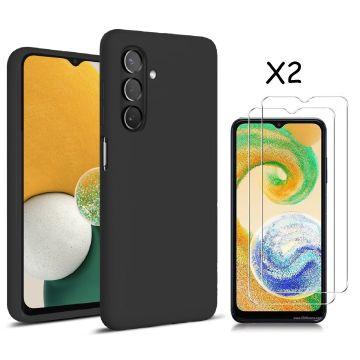 Samsung Galaxy A04S / A13 5G Hoesje silicone Liquid Nano soft back cover Met 2x Screenprotector – Zwart