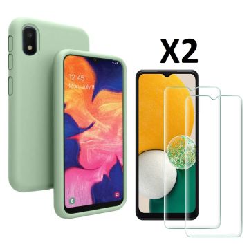 Hoesje Geschikt Voor Samsung Galaxy A03 Core hoesje silicone soft cover Groen - Hoesje Geschikt Voor Samsung Galaxy Galaxy A03 core Silicone hoesje - Ao3 Core Screenprotector 2 pack