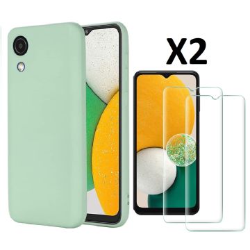 Hoesje Geschikt Voor Samsung Galaxy A03 Core hoesje silicone soft cover Mint Groen - Hoesje Geschikt Voor Samsung Galaxy Galaxy A03 core Silicone hoesje - Ao3 Core Screenprotector 2 pack