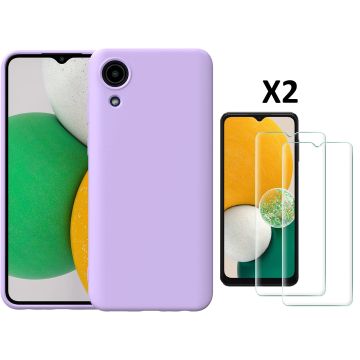 Hoesje Geschikt Voor Samsung Galaxy A03 Core hoesje silicone soft cover Lila - Hoesje Geschikt Voor Samsung Galaxy Galaxy A03 core Silicone hoesje - Ao3 Core Screenprotector 2 pack