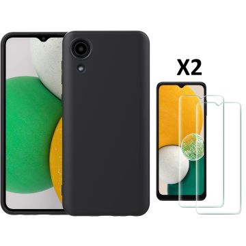 Hoesje Geschikt Voor Samsung Galaxy A03 Core hoesje silicone soft cover Zwart - Hoesje Geschikt Voor Samsung Galaxy Galaxy A03 core Silicone hoesje - Ao3 Core Screenprotector 2 pack