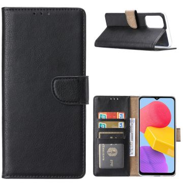Hoesje Geschikt Voor Samsung Galaxy M13 Hoesje met Pasjeshouder - Bookcase – Zwart