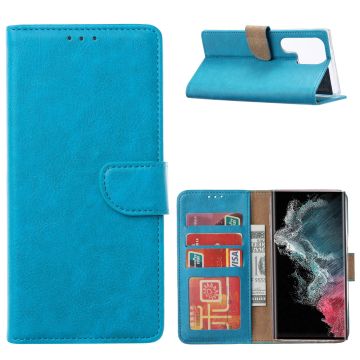 Hoesje Geschikt Voor Samsung Galaxy S23 Ultra Hoesje met Pasjeshouder – Bookcase – Blauw