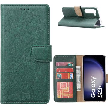 Hoesje Geschikt Voor Samsung Galaxy S23 Plus Hoesje met Pasjeshouder – Bookcase – Groen