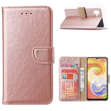 Hoesje Geschikt Voor Samsung Galaxy A04 Hoesje met Pasjeshouder – Bookcase Rosegoud