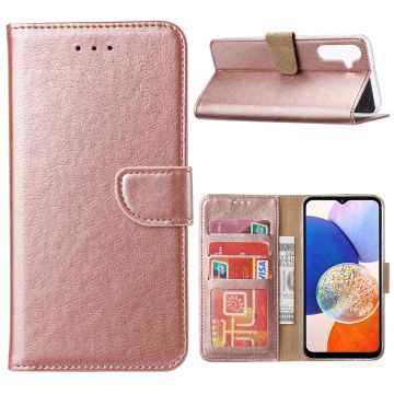 Hoesje Geschikt Voor Samsung Galaxy A14 4G/5G Hoesje met Pasjeshouder – bookcase Portemonnee – Rose Goud