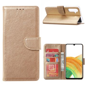 Samsung Galaxy A14 5G/4G Hoesje met Pasjeshouder – bookcase Portemonnee – Goud