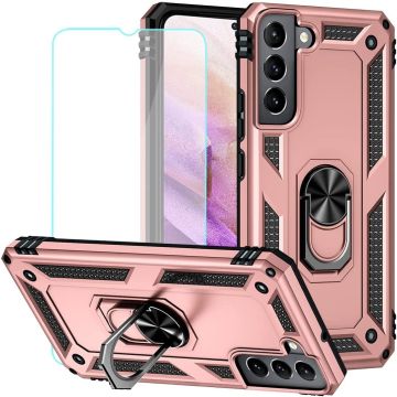 Hoesje Geschikt Voor Samsung Galaxy S23 Plus Hoesje Anti-Shock Hybrid Armor hoesje Rose Goud met screenprotector - 2 pack