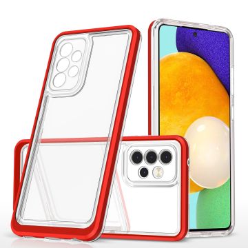 Samsung A72 5G hoesje transparant cover met bumper Rood - Ultra Hybrid hoesje Samsung Galaxy A72 5G case