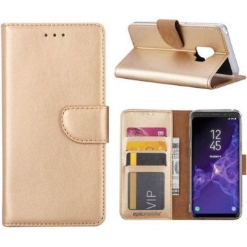 Samsung Galaxy S9 Boek Hoesje - siliconen binnenkant - portemonnee hoesje – geschikt voor pasjes - Goud