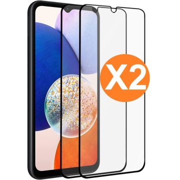 Full Cover Screenprotector Geschikt voor Samsung Galaxy A14 Zwart 2pack | Volledige Beschermglas Tempered Glass | Screenprotector Geschikt voor Samsung Galaxy A14 5G/ 4G Screenprotector