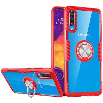 Samsung Galaxy A50/A50s Luxe backcover Hoesje en Metalen Ring Houder - Rood